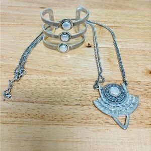 Elegant Silver Jewelry Set with White Accents